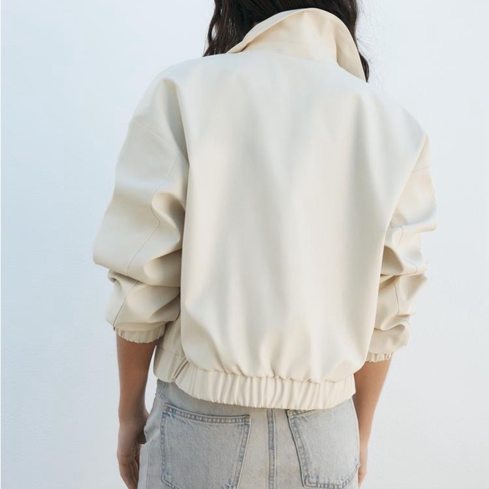 Zara bomber Jacket coat casual cream zip up collar - Picture 5 of 9